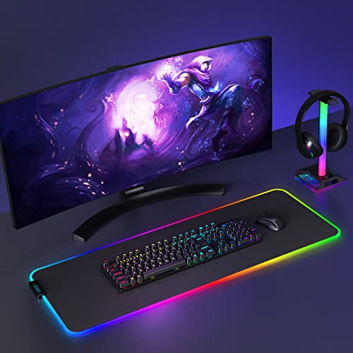 RGB Gaming Headset Stand with 2 USB Charger for PC Desk S9362