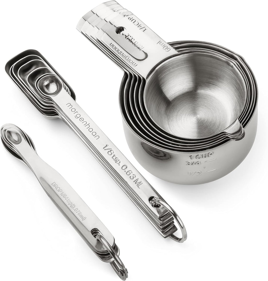 Stainless Steel Measuring Cups and Spoons Set 18-Piece, Dishwasher Safe S8073