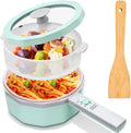 GGC Electric Hot Pot with Steamer, Non-stick Electric Pot for Cooking, 1.5L Electric Cooker for Ramen, Steak, Fried, Rice, Oatmeal, Soup, Portable Hot Pot for Dorms with Power Adjustable