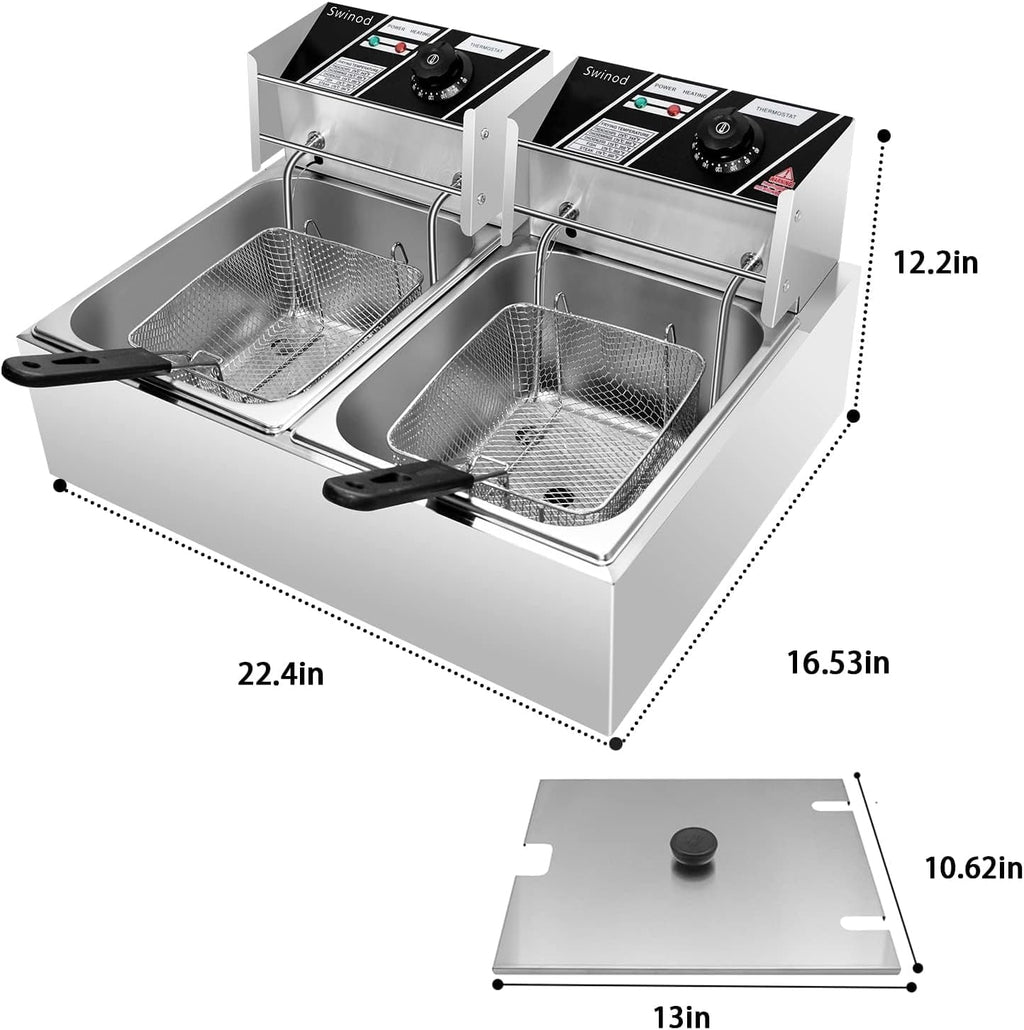 Commercial Deep Fryer with Basket 12L Adjustable Temperature K825478