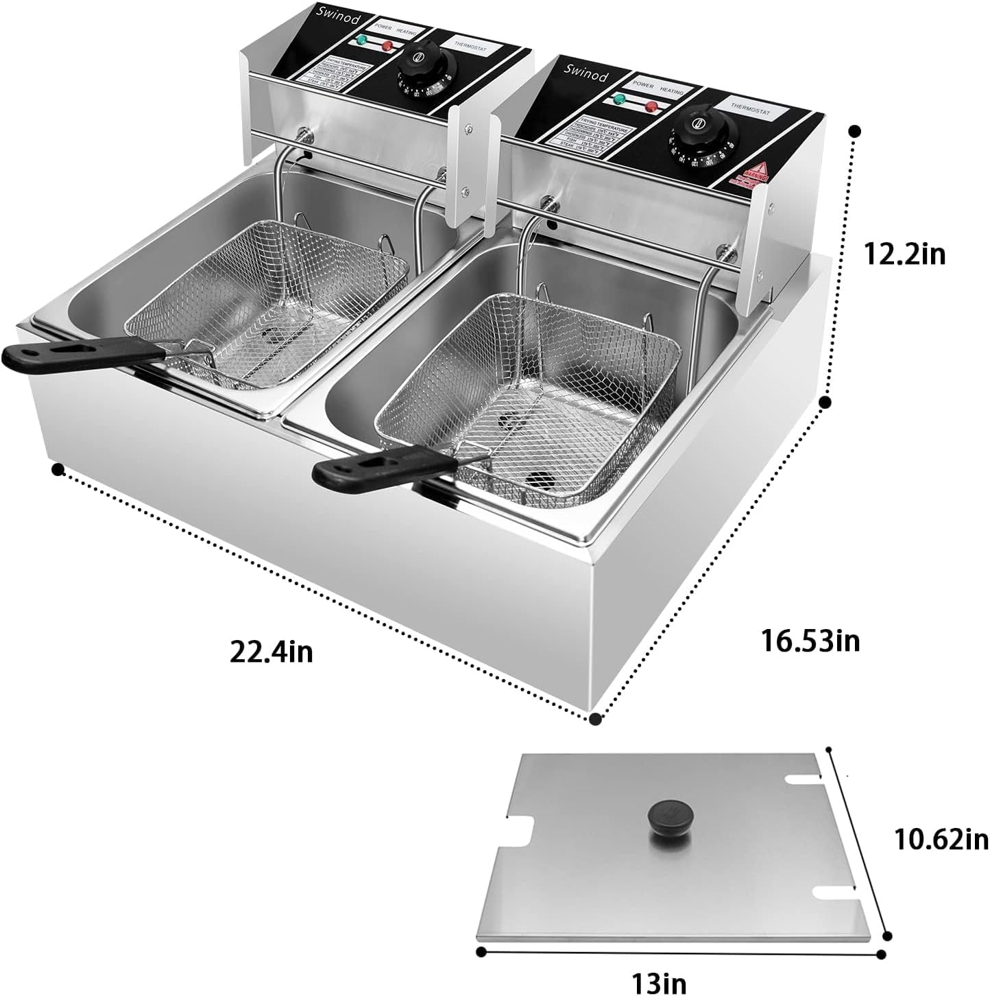 Commercial Deep Fryer with Basket 12L Adjustable Temperature K825478