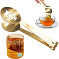 Tea Bag Squeezer, Stainless Steel Golden Tea Tongs, Round Tea Filter Clamp, Tea Strainer Holder Clip for Loosing Leaf, Gripping Ice Cube, Sugar