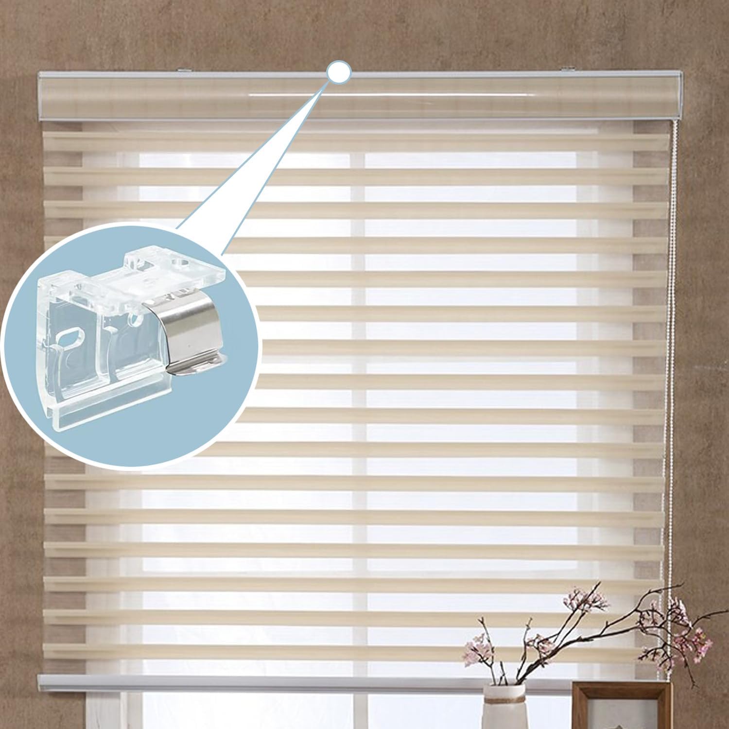 4pcs Cordless Shade Mounting Bracket with Metal Clip for 1" PVC Honeycomb Shades O633
