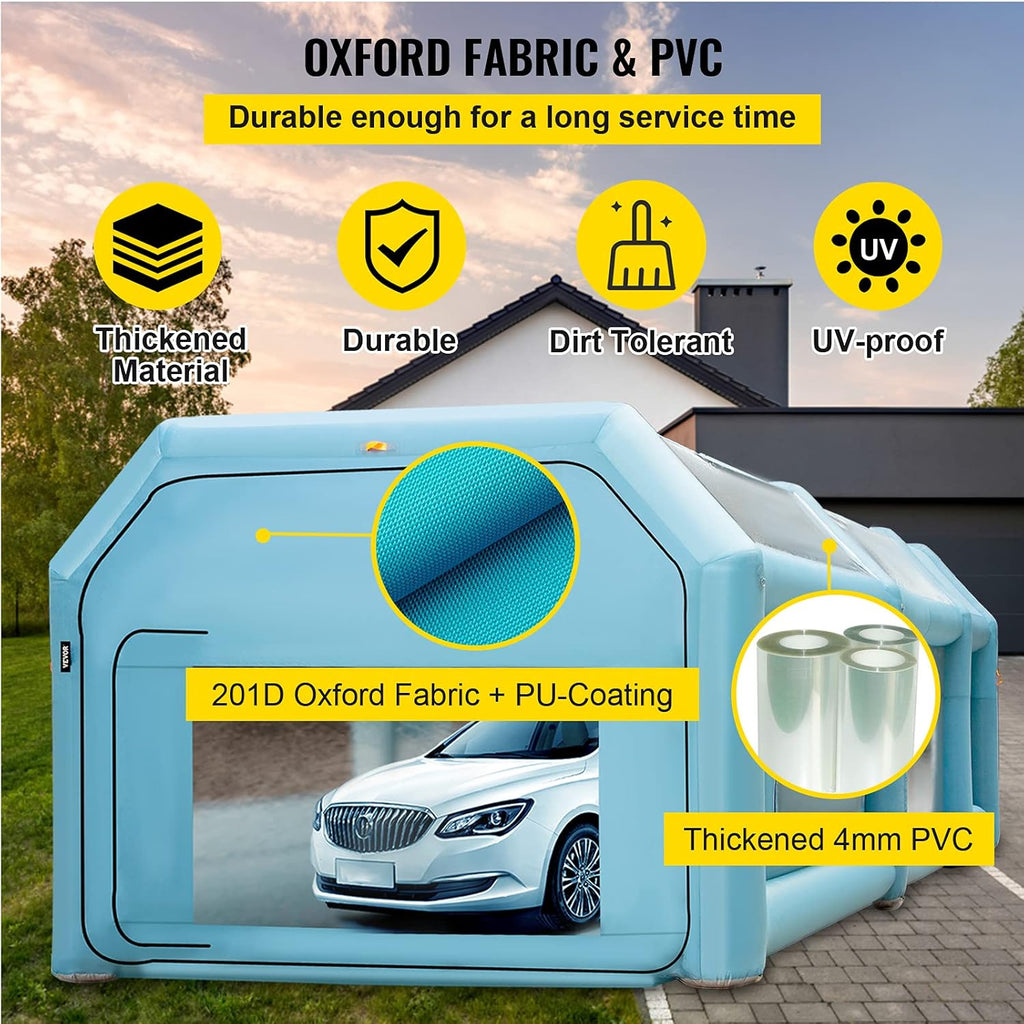VEVOR Portable Inflatable Paint Booth 26x15x10ft Spray Tent with Air Filter & 2 Blowers L3158