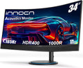 INNOCN 34" USB Type C Curved Ultrawide Gaming Monitor 3440 x 1440p 165Hz PC Computer Monitor Gamer, HDMI, DP, Built-in 2.1 Stereo Speakers, Charger Pad, Black, 34G1R