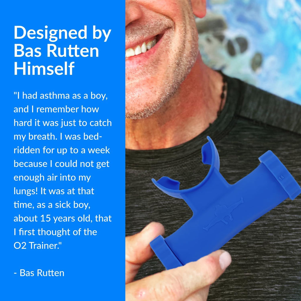 Bas Rutten O2 Inspiratory Muscle Training Device for Diaphragmatic Breathing, Portable, Blue Y16261