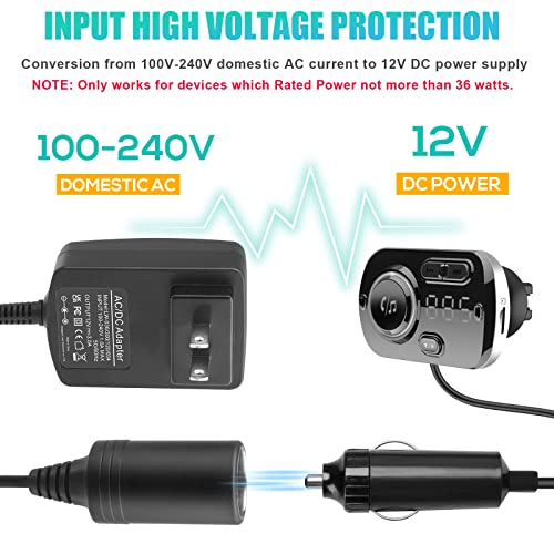 110V AC to 12V DC Car Power Adapter Converter 60W Black P456