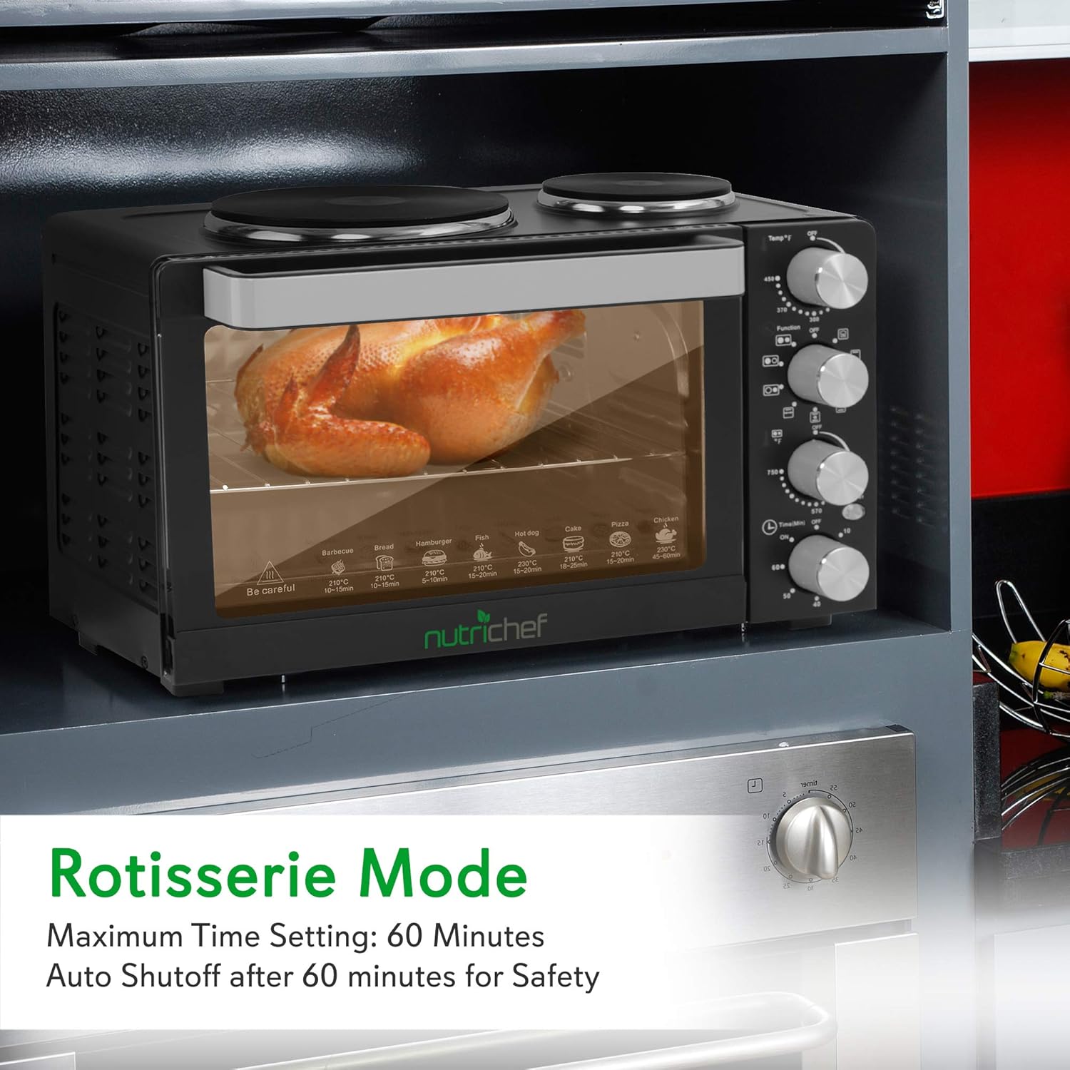 Nutrichef 30 Quart Convection Oven & 2 Burner Cooker V5848