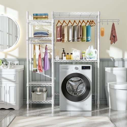 Ulif U7 Over Washer Dryer Storage with 6 Shelves and 2 Hanger Rods C14720