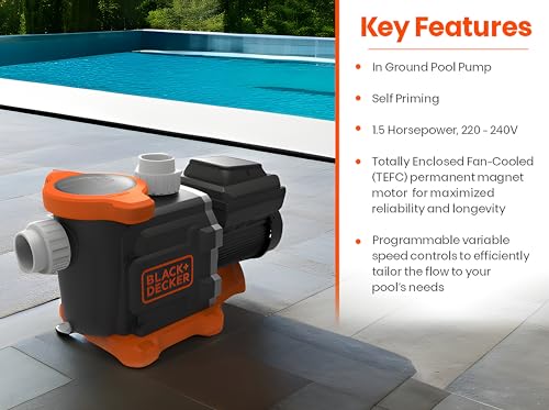 BLACK+DECKER Variable Speed Inground Pool Pump with Filter Basket E60411