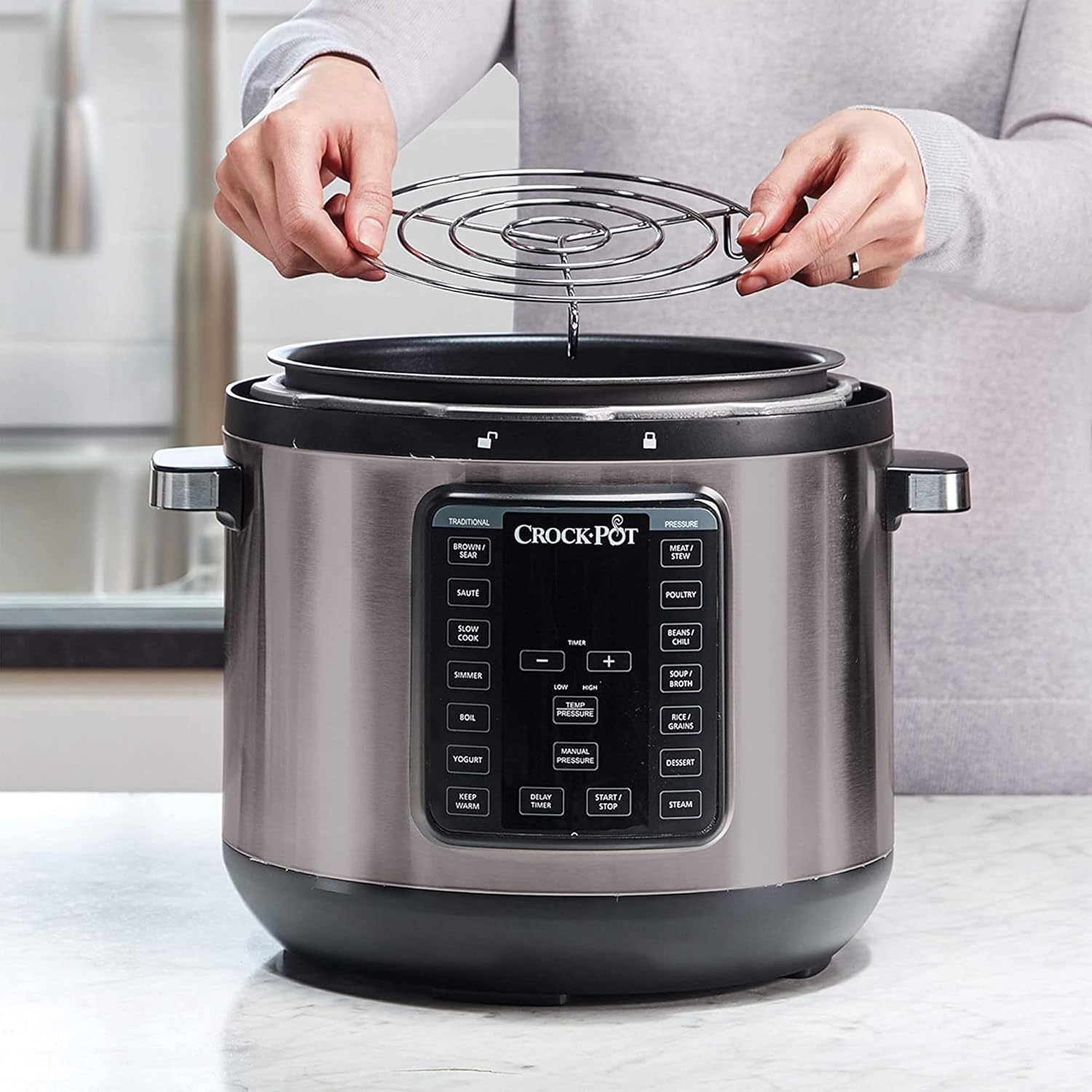 Crock-Pot 8-Quart Programmable Slow Cooker and Pressure Cooker, Black Stainless G80228