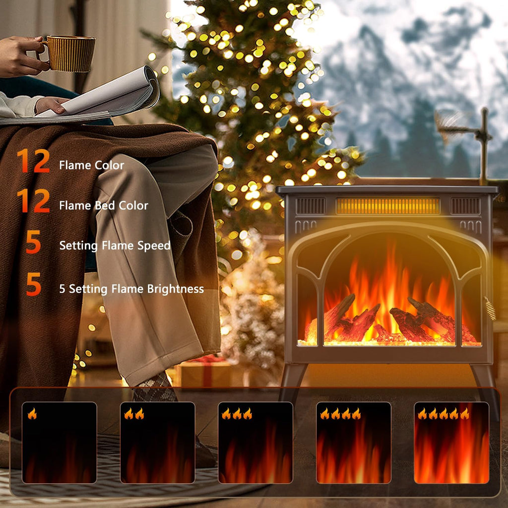 R.W.FLAME Electric Fireplace Heater 25" Freestanding Infrared Stove Q27460