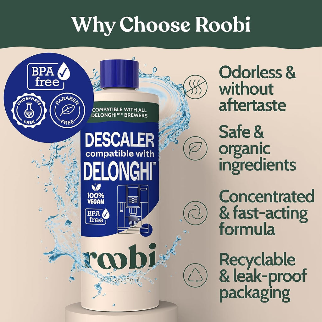 DeLonghi Compatible Descaling Solution for Coffee Makers, 4 Uses, Eco-Friendly B865792