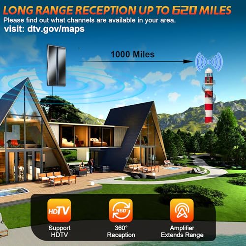 Amplified Digital TV Antenna Indoor Outdoor with 36FT Coax Cable, 4K 8K HD S78205