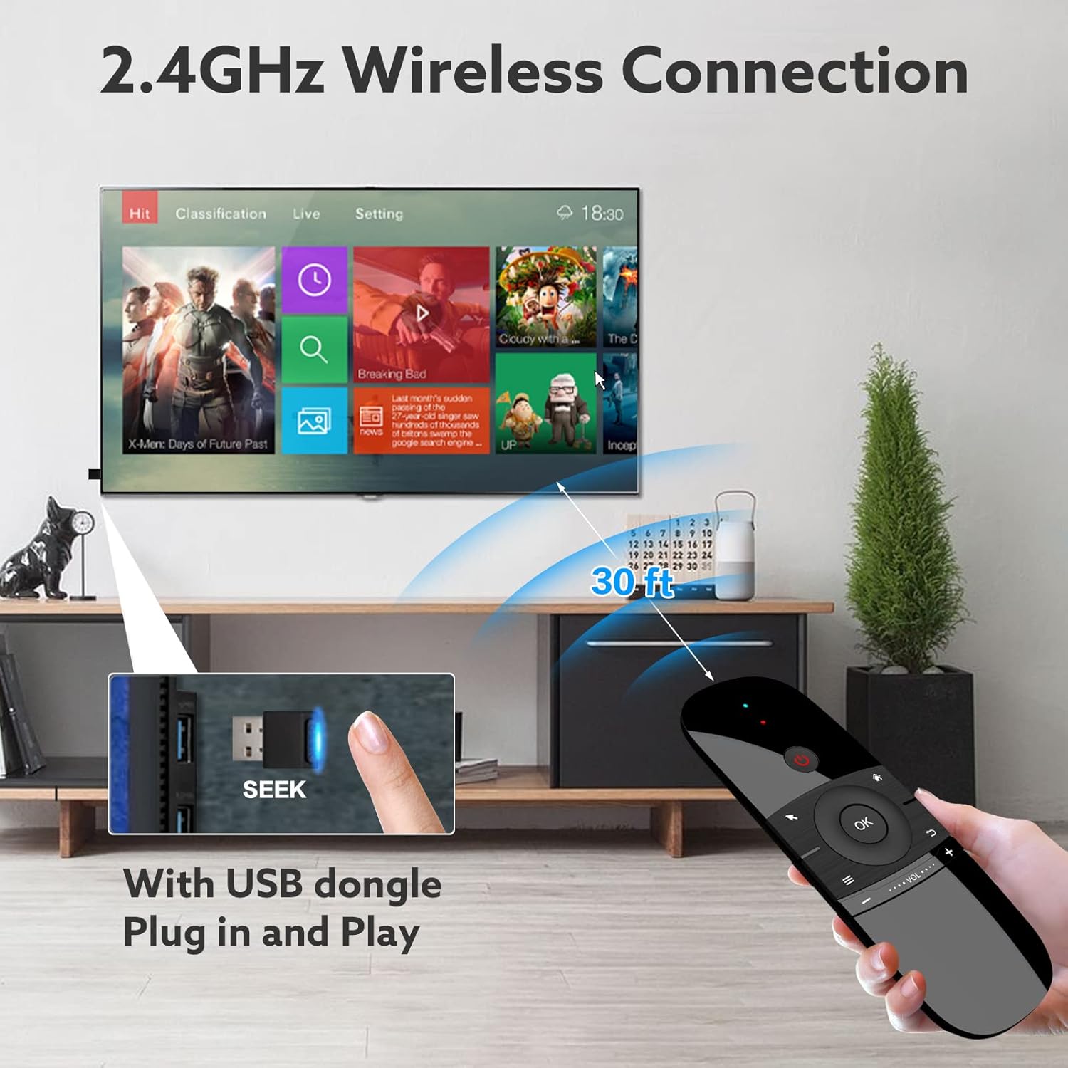 WeChip W1 Remote, 2.4G Wireless Air Mouse for Android TV Box/PC I275