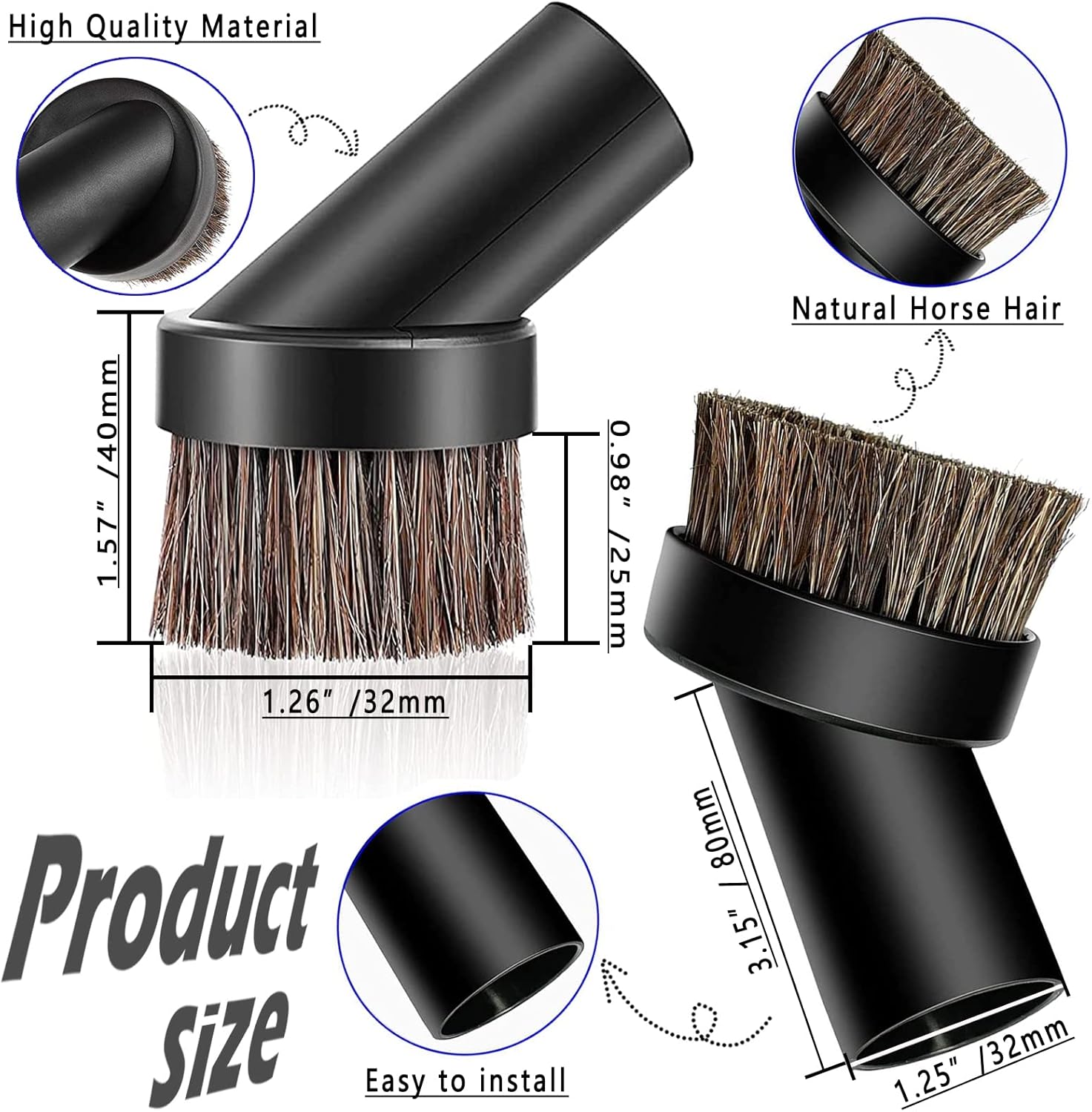 25mm Horse Hair Vacuum Brush 5PCS Universal Cleaner Attachment R553979