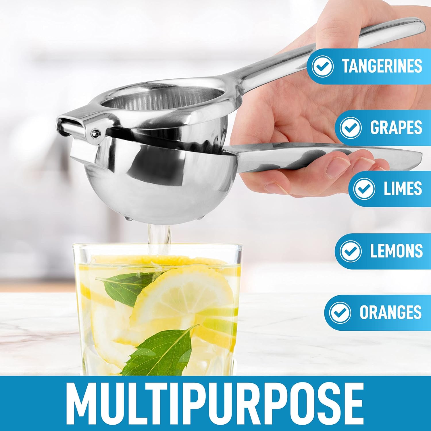 Zulay Cast-Iron Orange Juice Squeezer, Stainless Steel Citrus Juicer G979327
