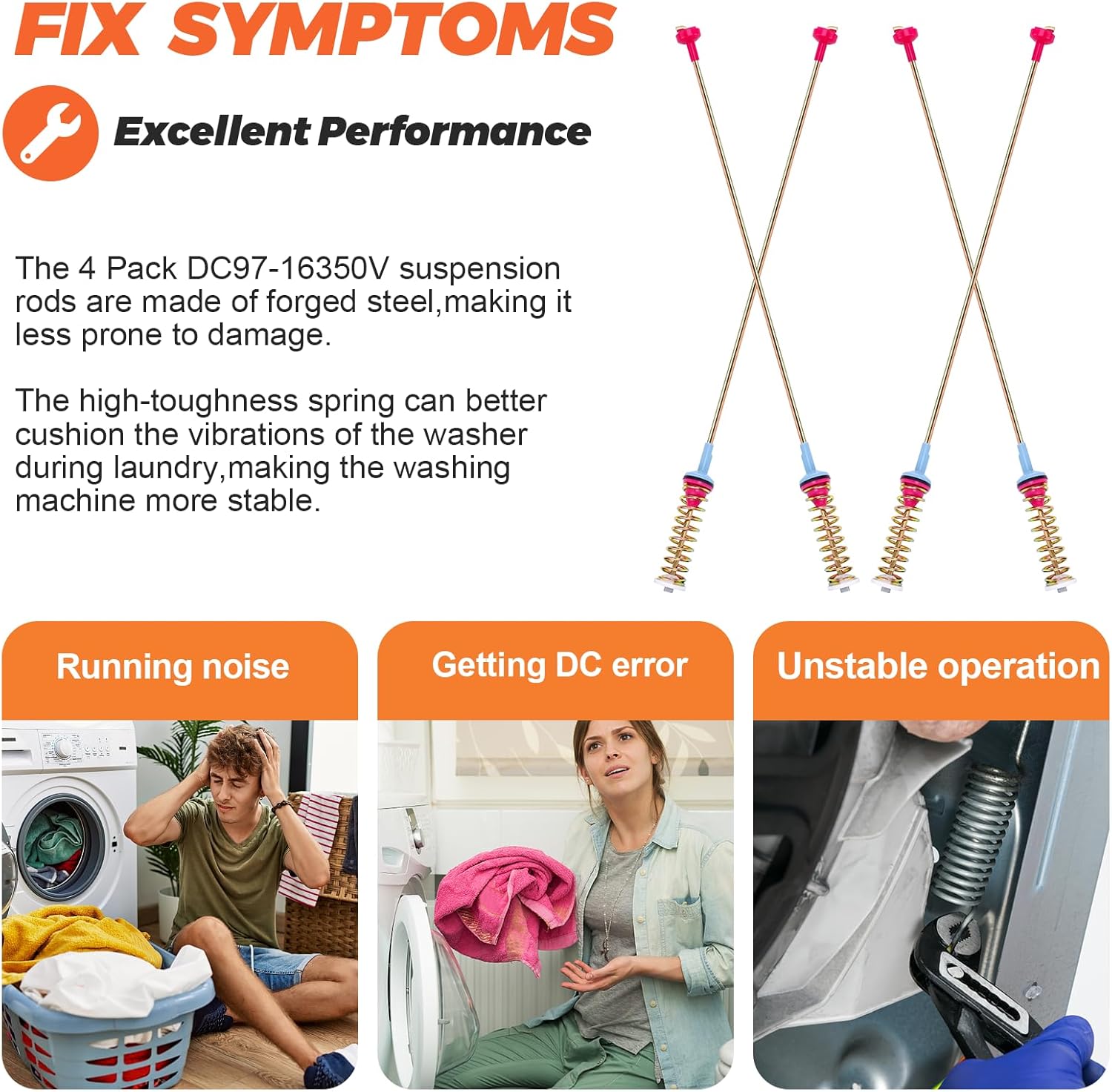 DC97-16350V Washer Suspension Rods 27.6in Replacement for Samsung WA54R7200AW/US O209543