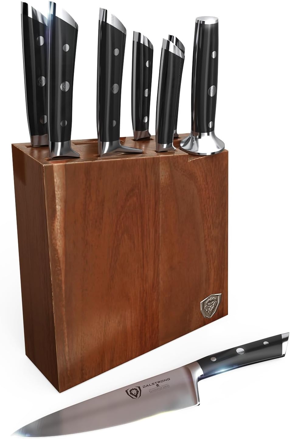 Dalstrong Knife Set Block - 8 Piece - Gladiator Series - German High Carbon Steel Kitchen Knife - Premium Food-Grade Black ABS Polymer Handles - NSF Certified