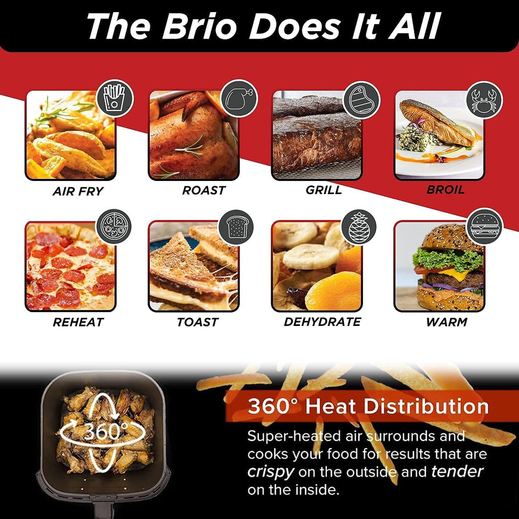Nuwave Brio 6-Quart Digital Air Fryer with Non-Stick Baking Pan and Cooking Rack, Black G9833