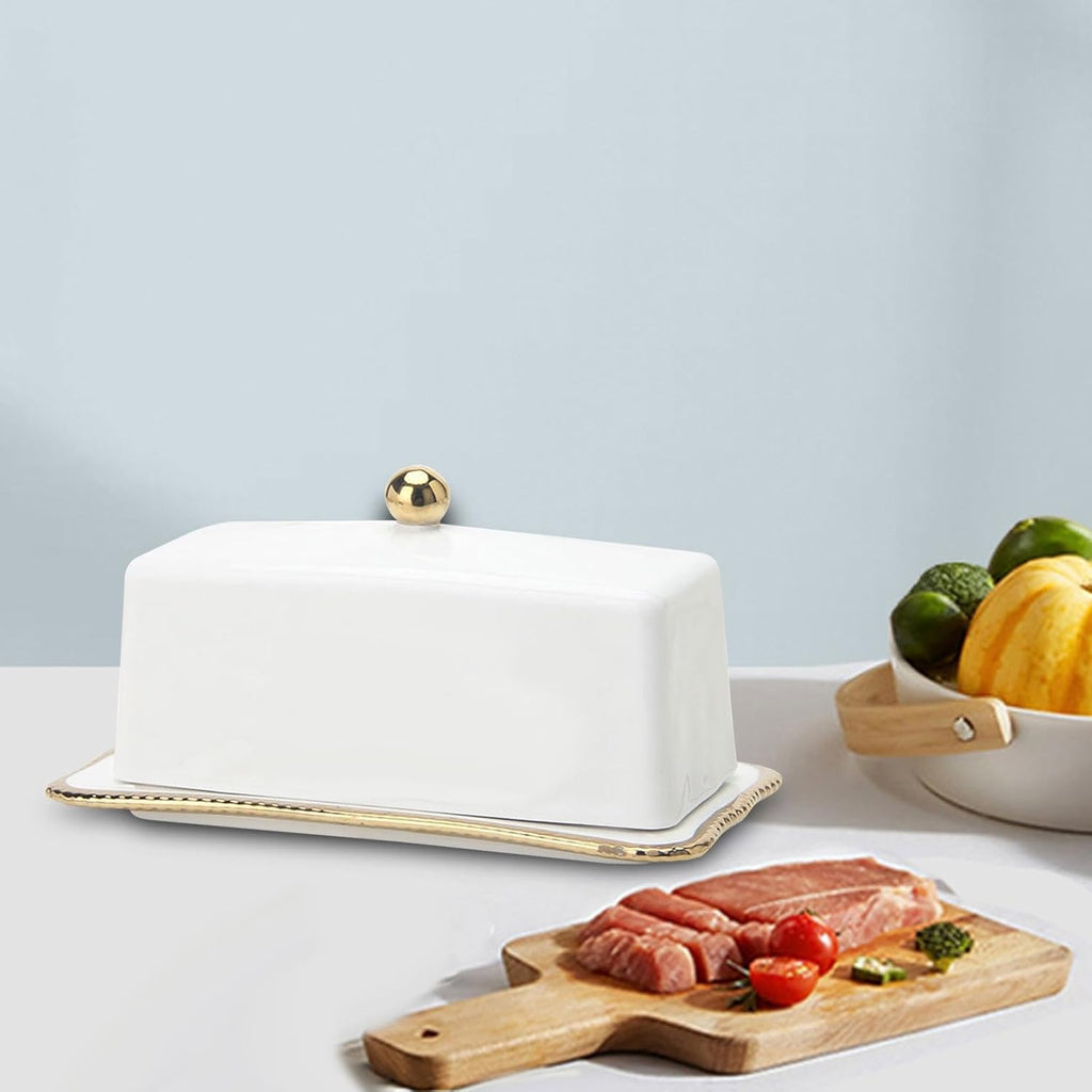 Ceramic Butter Dish with Lid for Cheese, Cake Shop & Home U654759