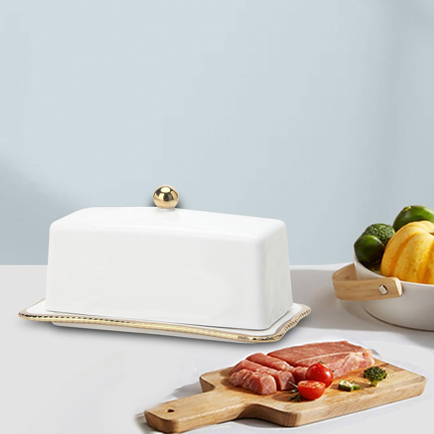Ceramic Butter Dish with Lid for Cheese, Cake Shop & Home U654759