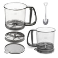 Flour Sifter,Sifter for Baking,Flour Sieve with Hand Press Design,3 Cup Capacity Fine Mesh Kitchen Cooking Sieve Tools for Cooking,BPA Free,Gray