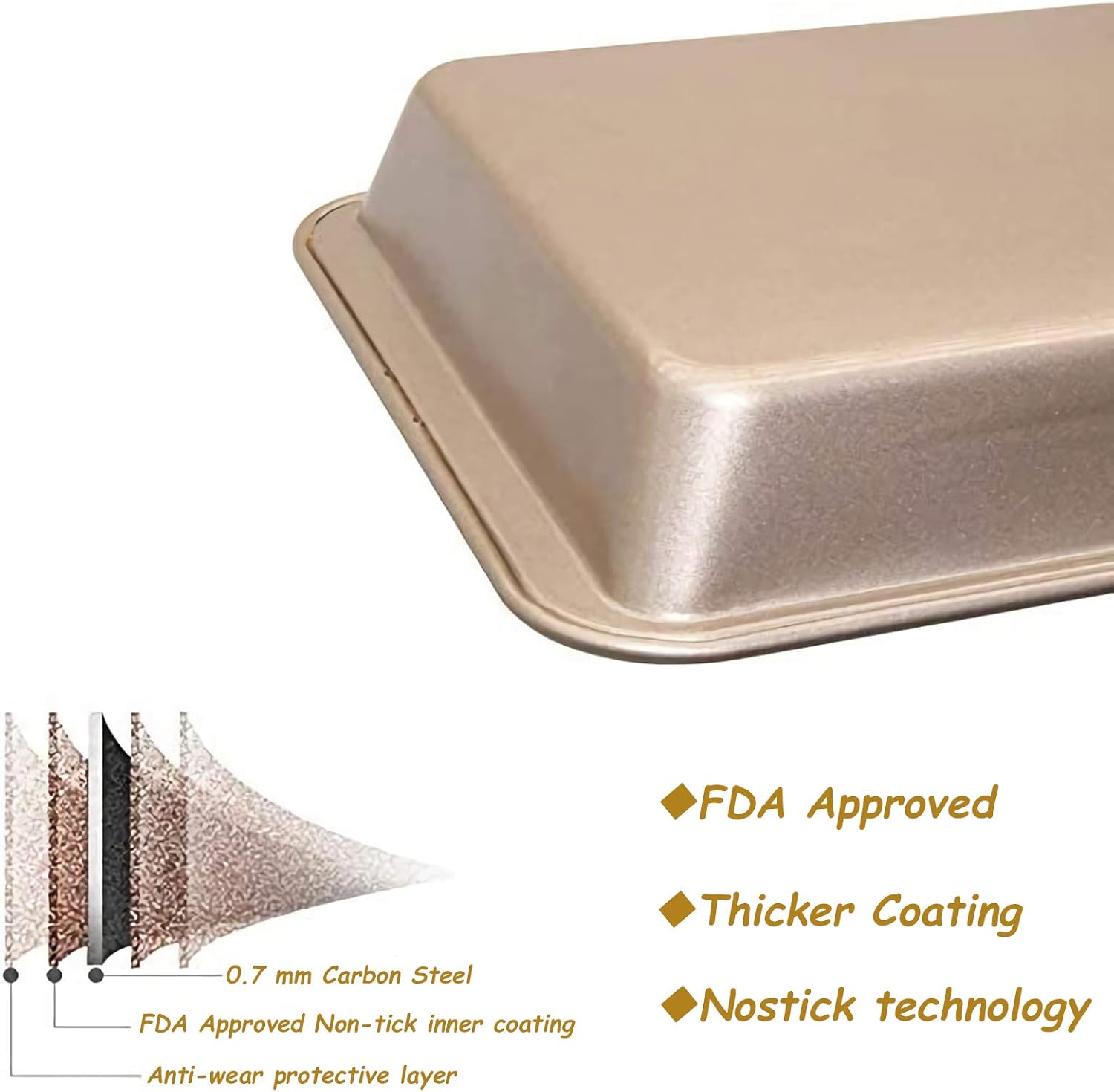 Non Stick Brownie Pan with Built-in Slicer, Carbon Steel Bakeware O9697