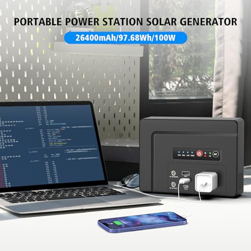 Powkey Solar Generator with Panel, Portable Power Station 110V Pure Sine Wave X234
