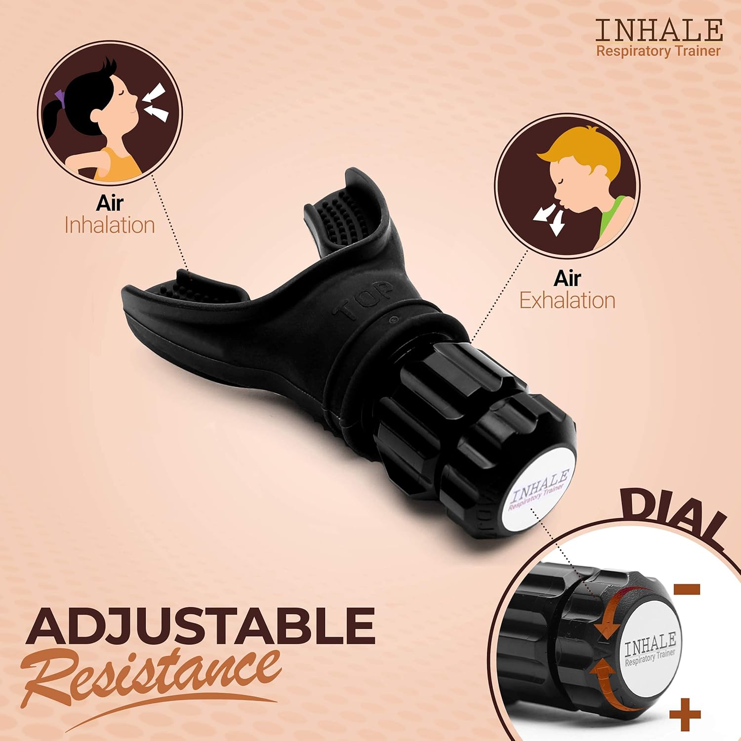 Inhale Respiratory Trainer Compact Lung Exercise Device with Medical Grade Silicone F632755