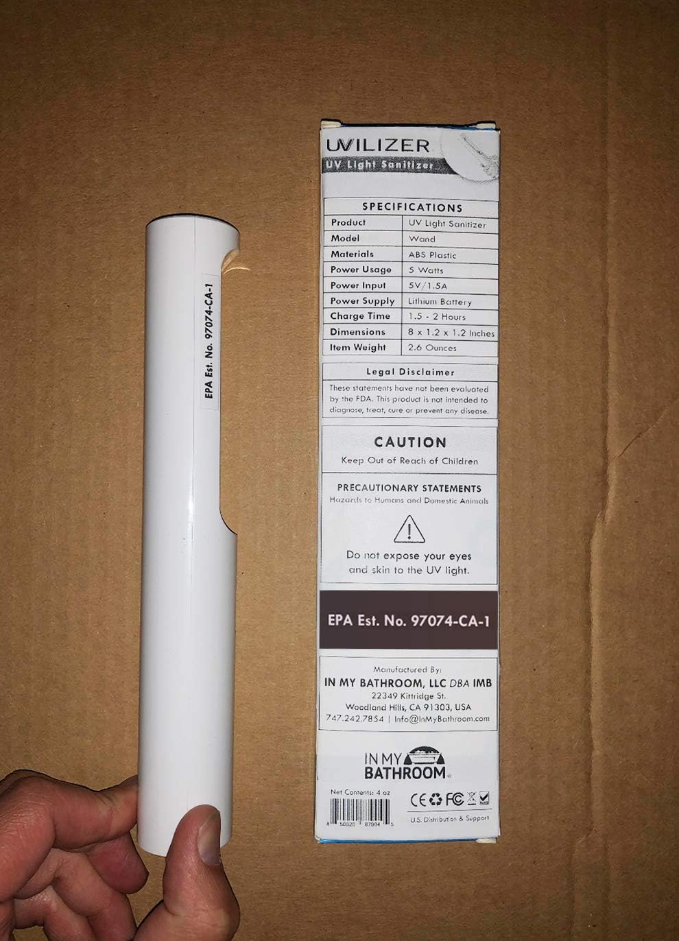 UVILIZER Wand - Portable UV-C Sanitizer Light for Home, Car, Travel M2864