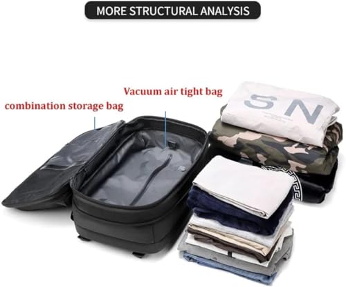 Vacpack Anti Theft Travel Vacuum Backpack, 60L Expandable, Water Resistant, Grey Y4647