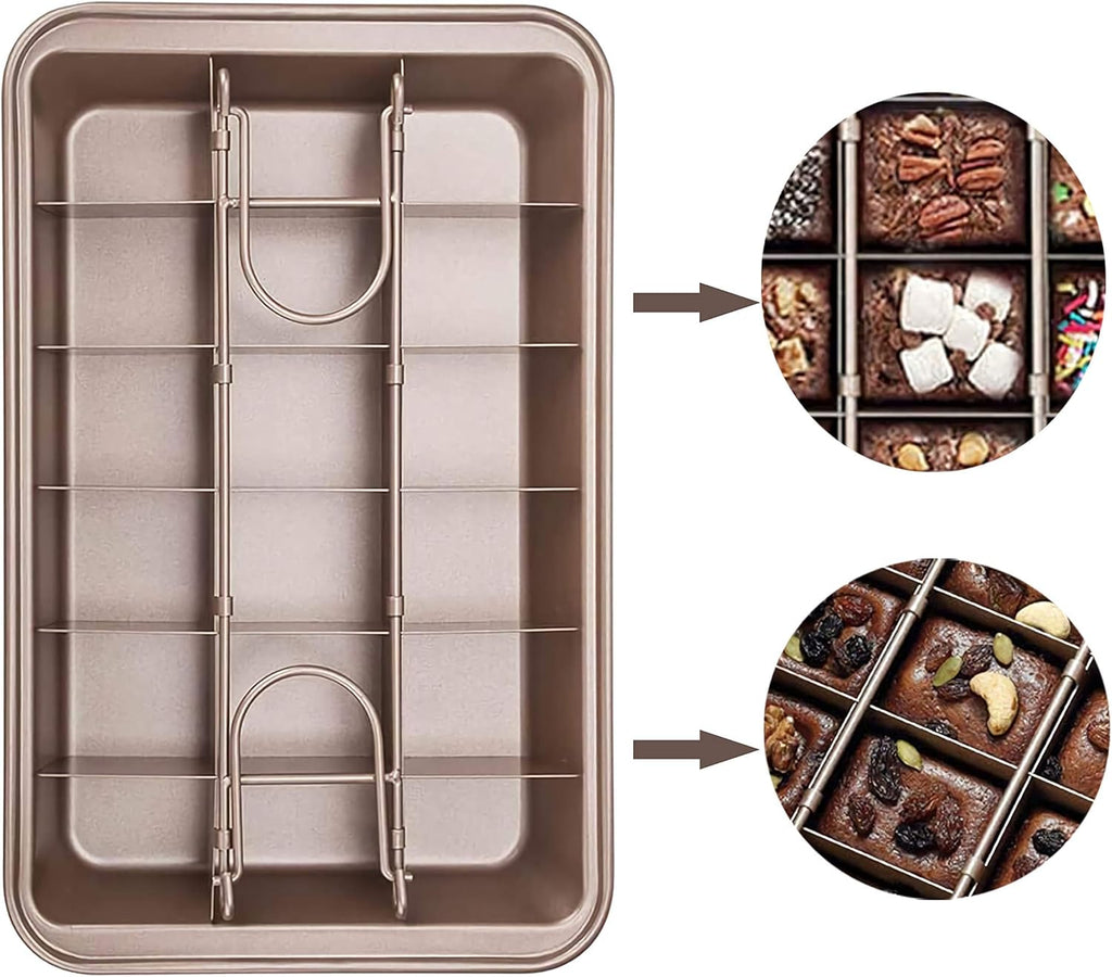 Non Stick Brownie Pan with Built-in Slicer, Carbon Steel Bakeware O9697