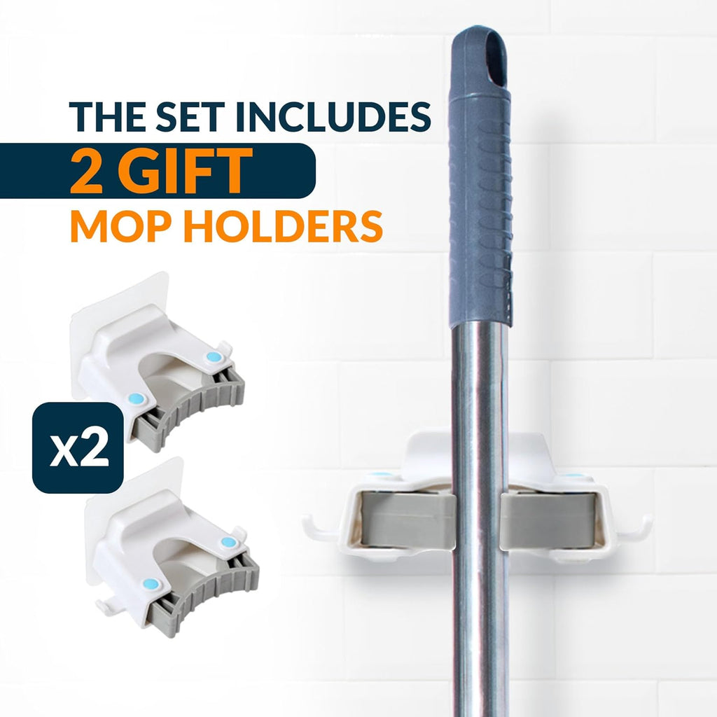 Sekundoj Wall Cleaning Mop with Long Handle 85 inches, 6 Microfiber Reusable Pads V34269
