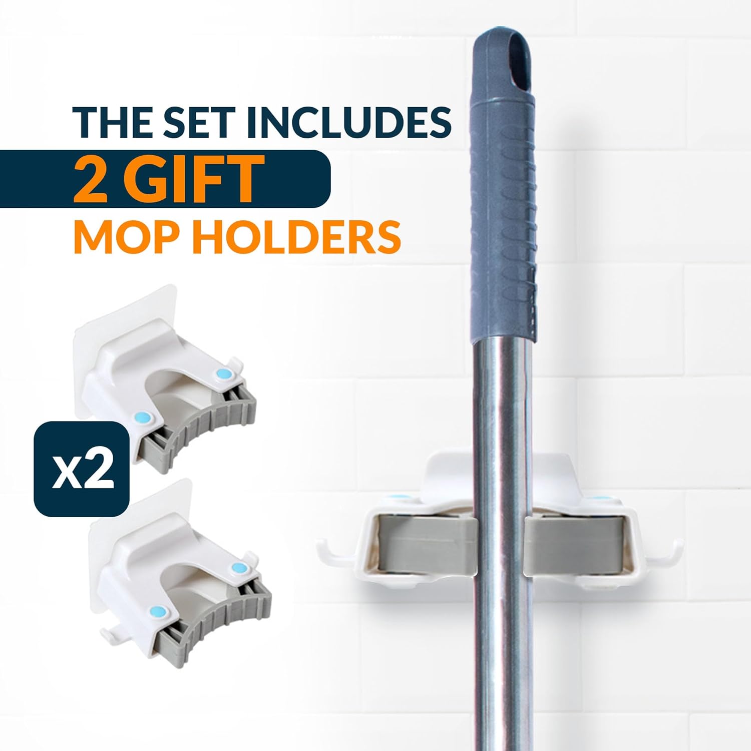 Sekundoj Wall Cleaning Mop with Long Handle 85 inches, 6 Microfiber Reusable Pads V34269