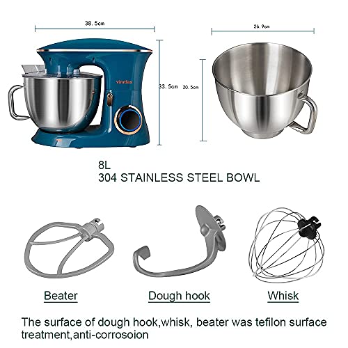 Vinmax Stand Mixer 8.5QT Stainless Steel Bowl, 6-Speed Tilt-Head L945