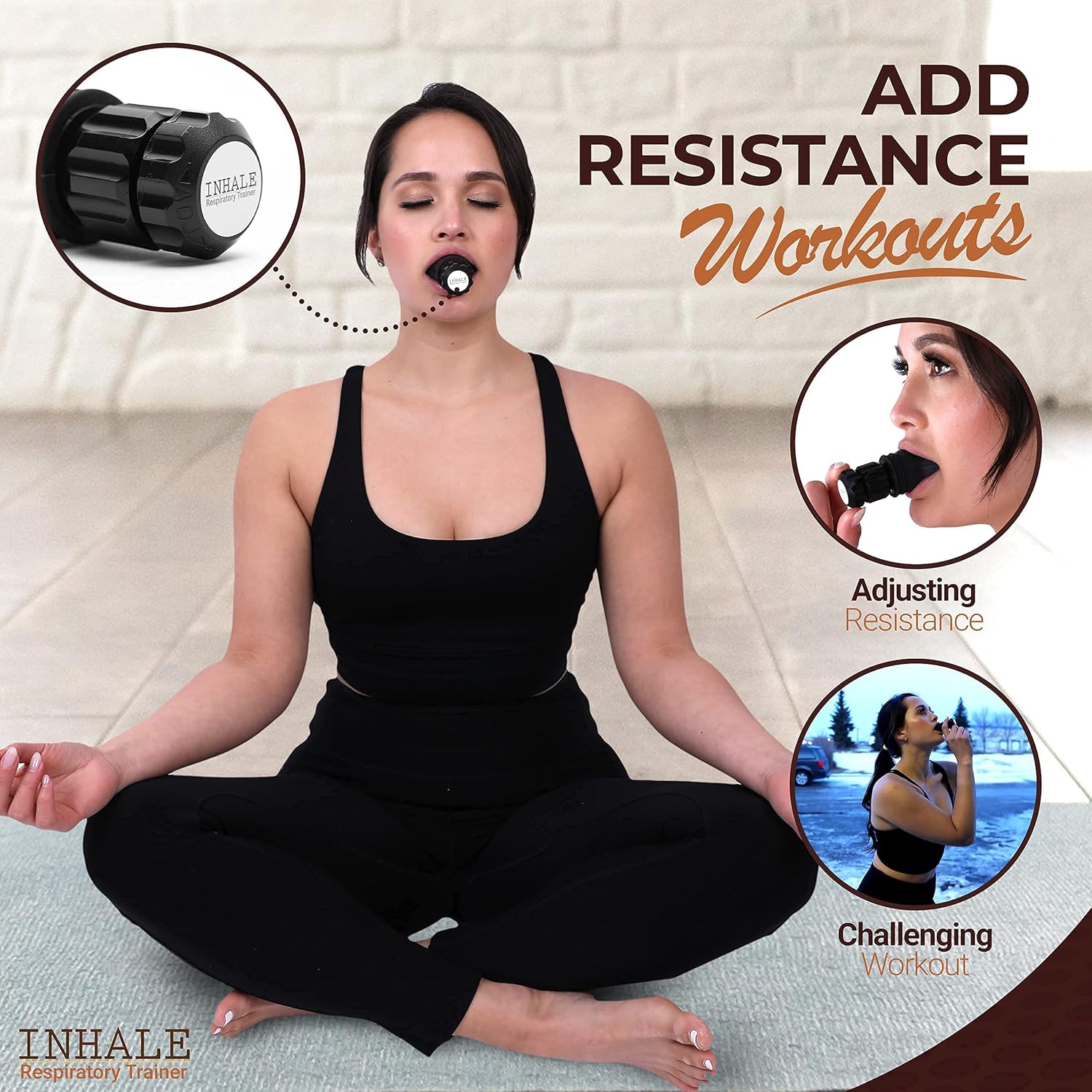 Inhale Respiratory Trainer Compact Lung Exercise Device with Medical Grade Silicone F632755