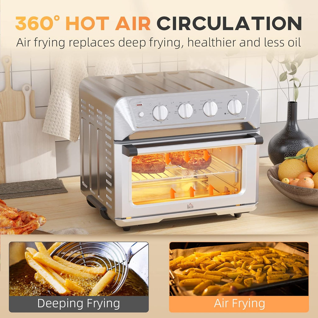 HOMCOM Air Fryer Toaster Oven 21QT 7-in-1 Convection Countertop, Stainless Steel N244857