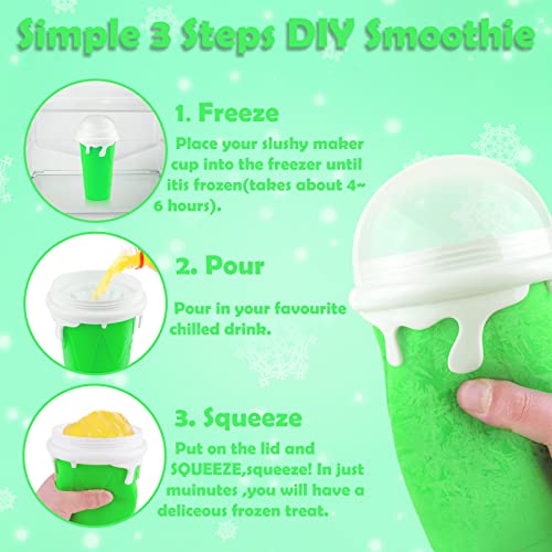 Large Slushie Maker Cup 500ml Double Layers Silicone Squeeze Cup I5789