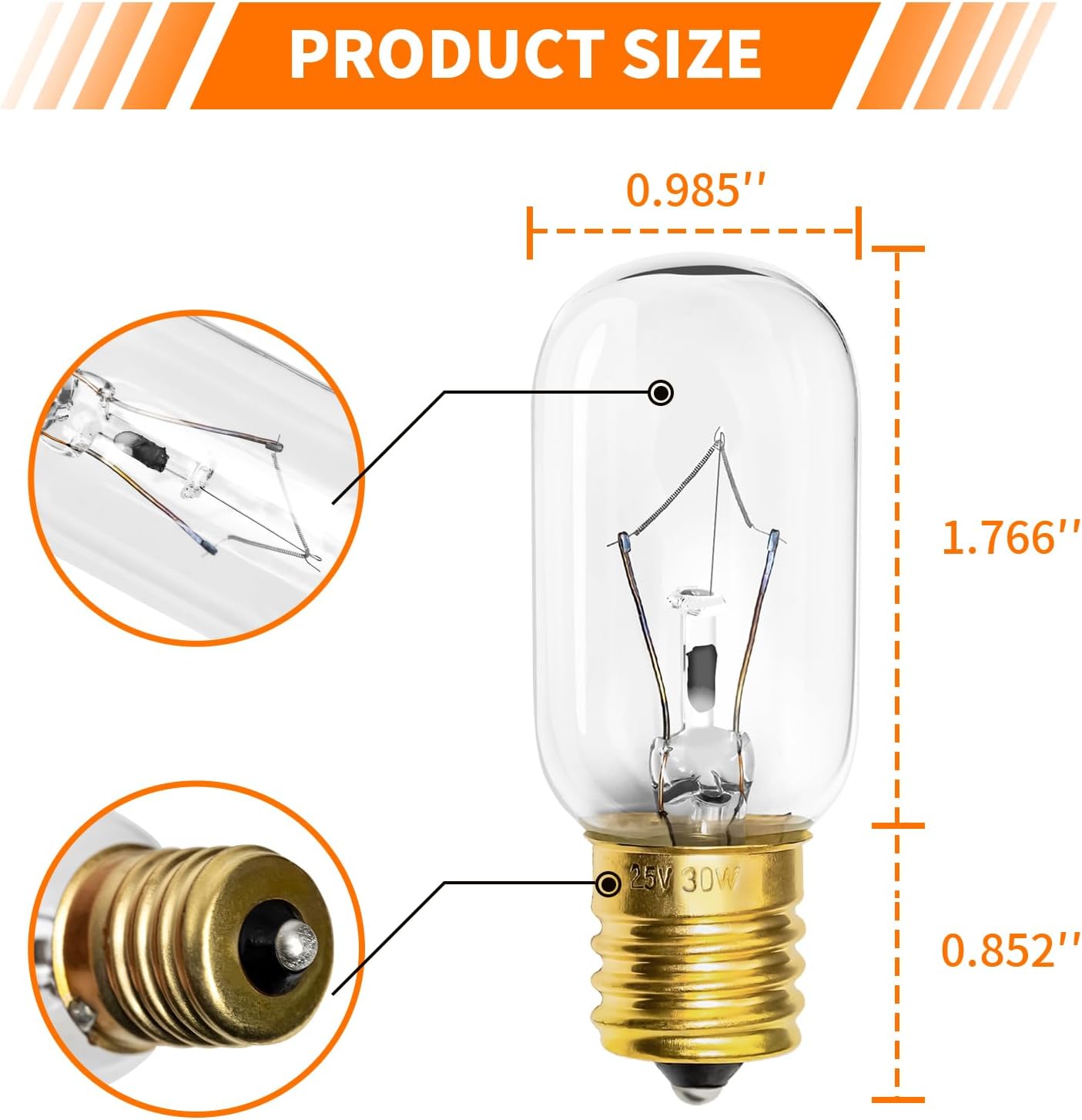 Belleone Light Bulb for LG Microwave Oven, Dimmable 125V 30W E17 Base I858095