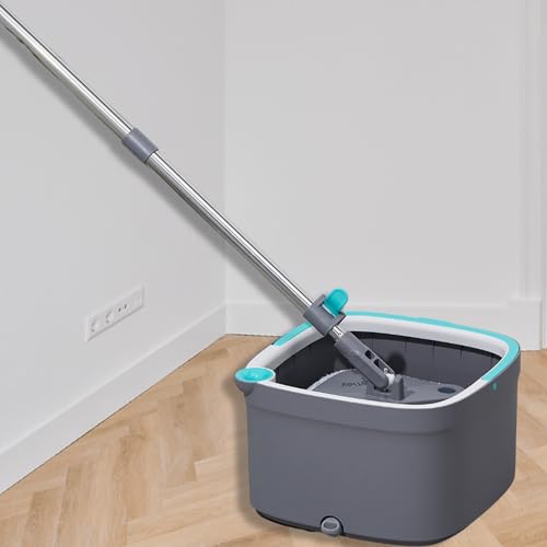 Square Spin Mop and Bucket with 2 Machine Washable Mop Pads O712093