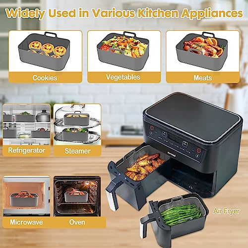 Air Fryer Silicone Liners 2-Pack Rectangular for Ninja Dual J95507