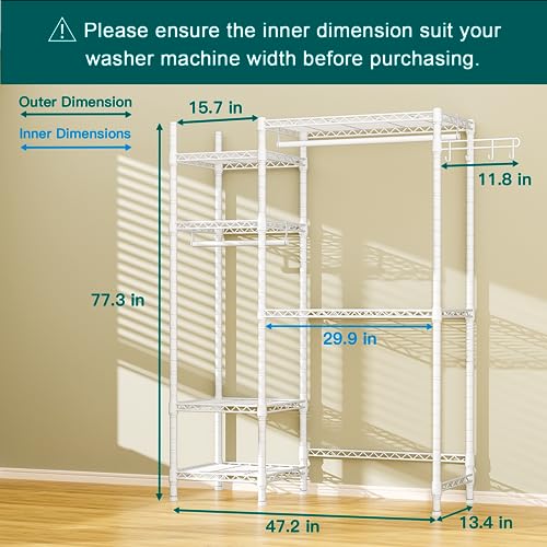 Ulif U7 Over Washer Dryer Storage with 6 Shelves and 2 Hanger Rods C14720