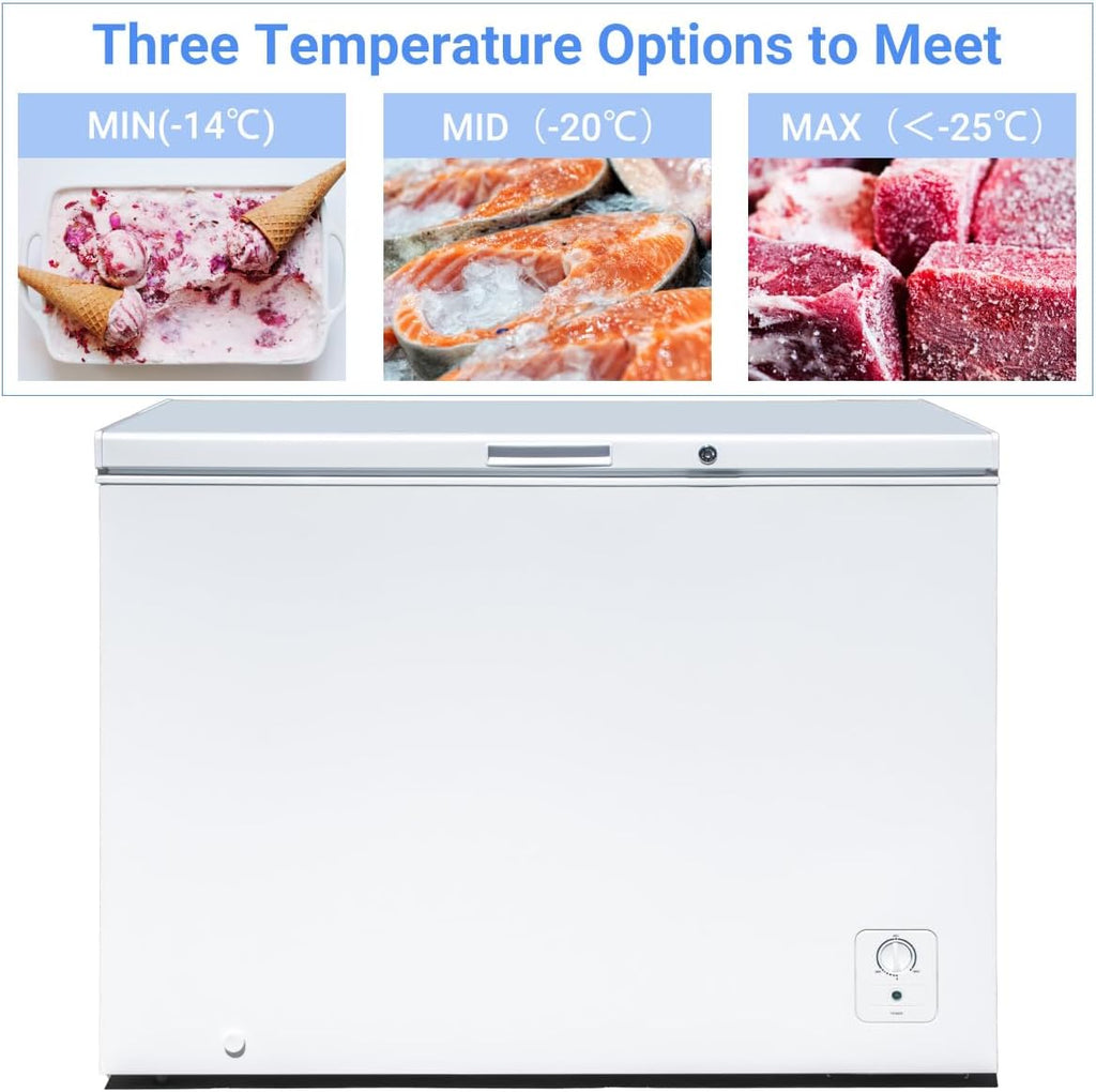 Smad Chest Freezer 10 Cu. Ft. with Lock and Adjustable Thermostat, White H6972