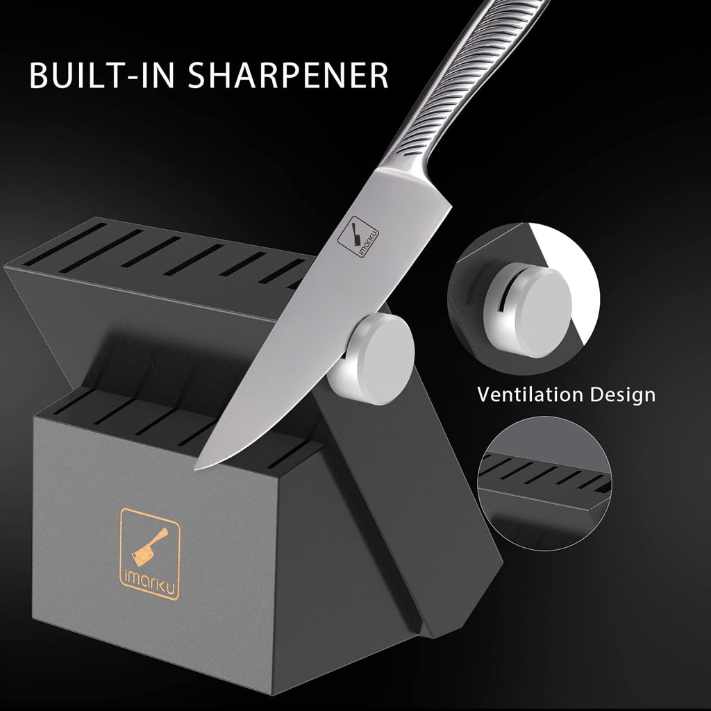 imarku 14PCS High Carbon Stainless Steel Kitchen Knife Set with Block F7207