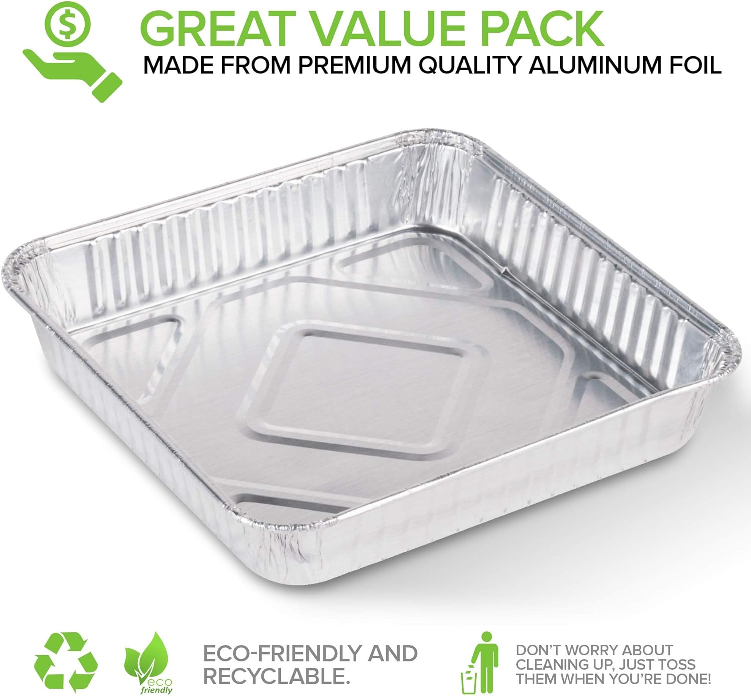Stock Your Home 9x9 Aluminum Foil Pans (30 Pack) Square Disposable Baking Tins A572