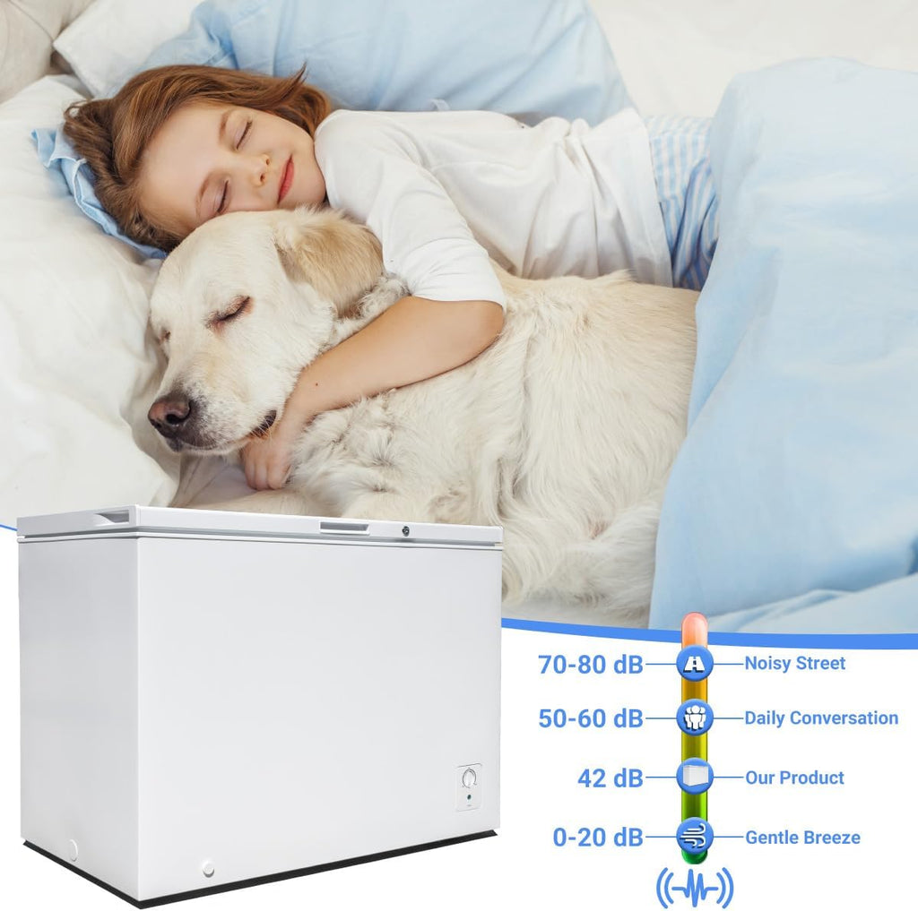 Smad Chest Freezer 10 Cu. Ft. with Lock and Adjustable Thermostat, White H6972