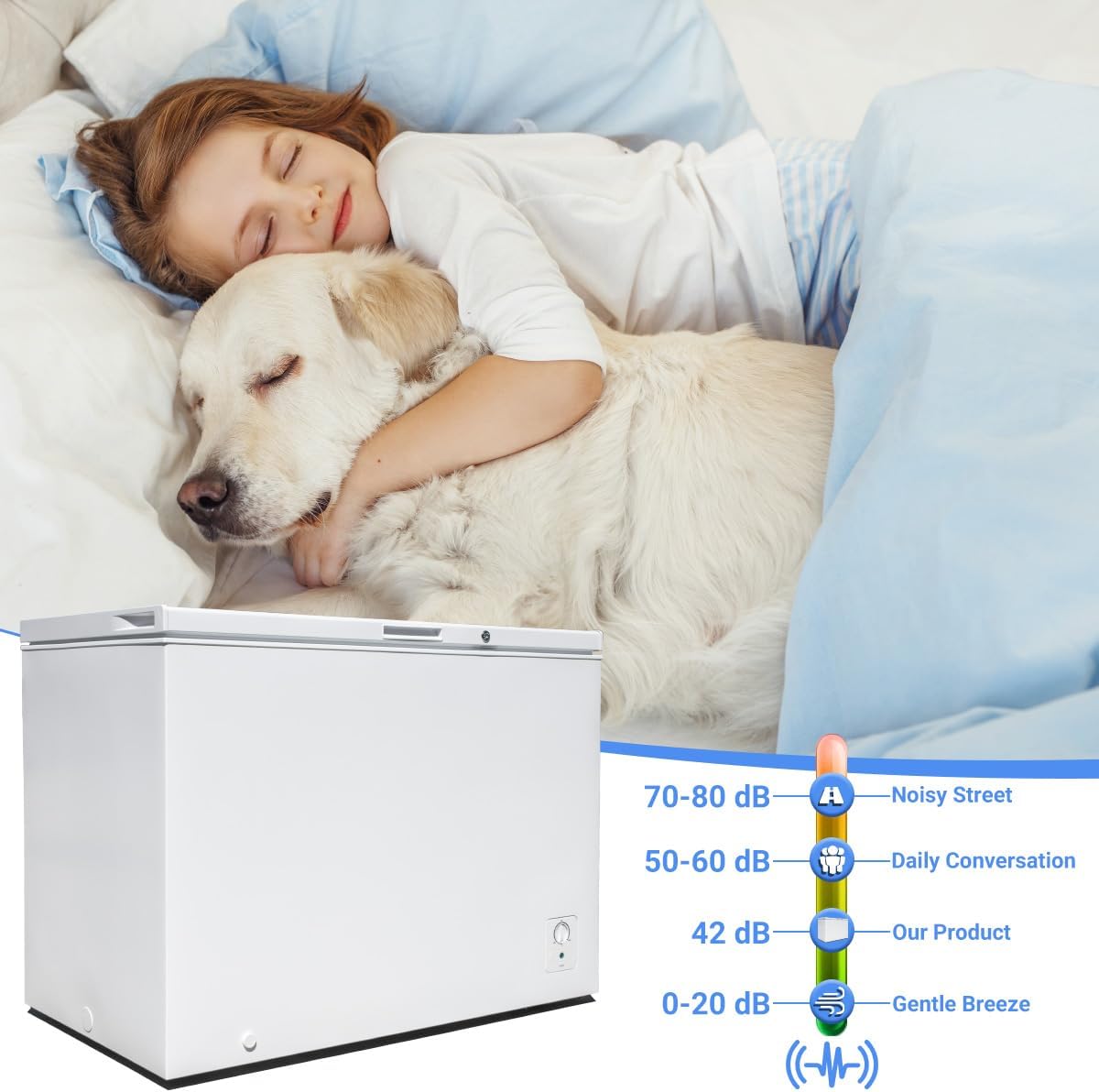 Smad Chest Freezer 10 Cu. Ft. with Lock and Adjustable Thermostat, White H6972