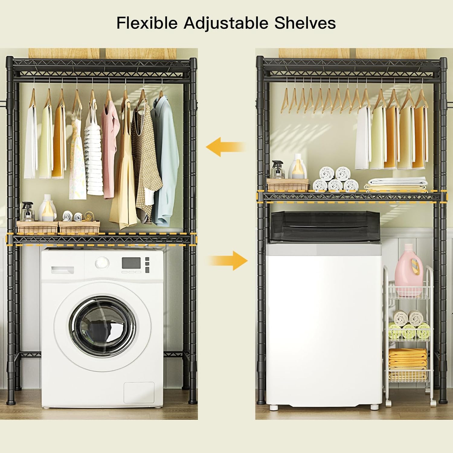 Ulif U3 Over Washer and Dryer Shelves, Heavy Duty Metal Freestanding Storage, Black A609