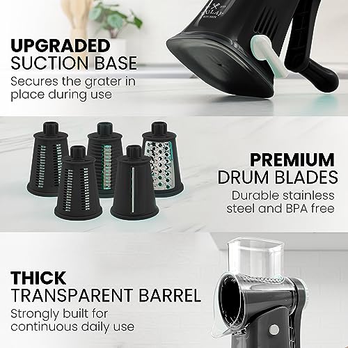 Rotary Cheese Grater with Reinforced Suction, Stainless Steel Drum Blades C537410